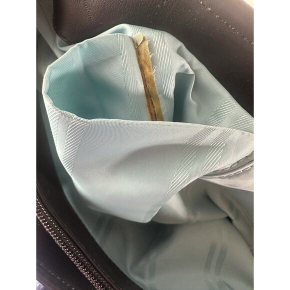 Tumi Leather Trim Nylon Tote Travel Shoulder Bag Black Open Top Zip Pocket - Picture 13 of 16